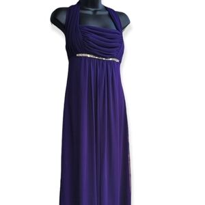 BETSY & ADAM Womens Purple Formal Dress with Rhinestone embellished Empire Waist